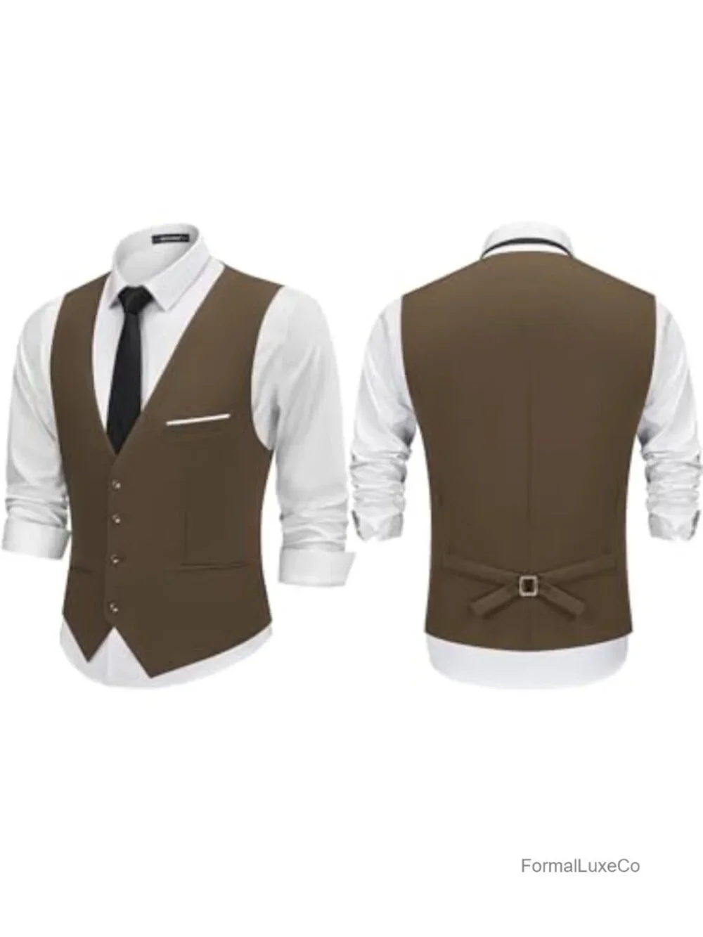Men's Slim Fit Suit Vest 4-Button Sleeveless Waistcoat Formal Business